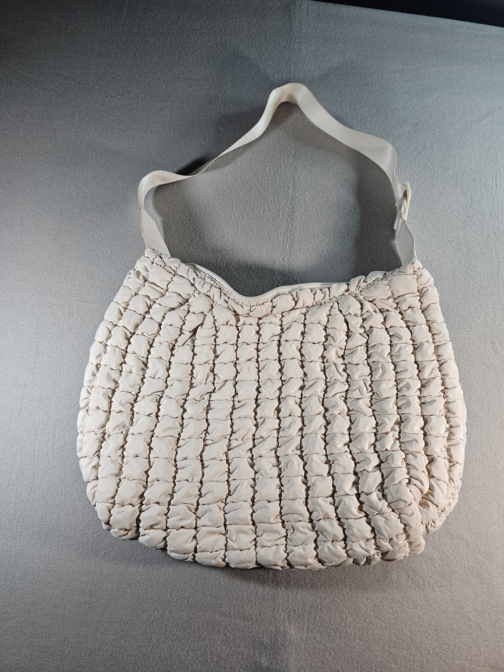 a new day Cream Ruched Quilted Shoulder Bag